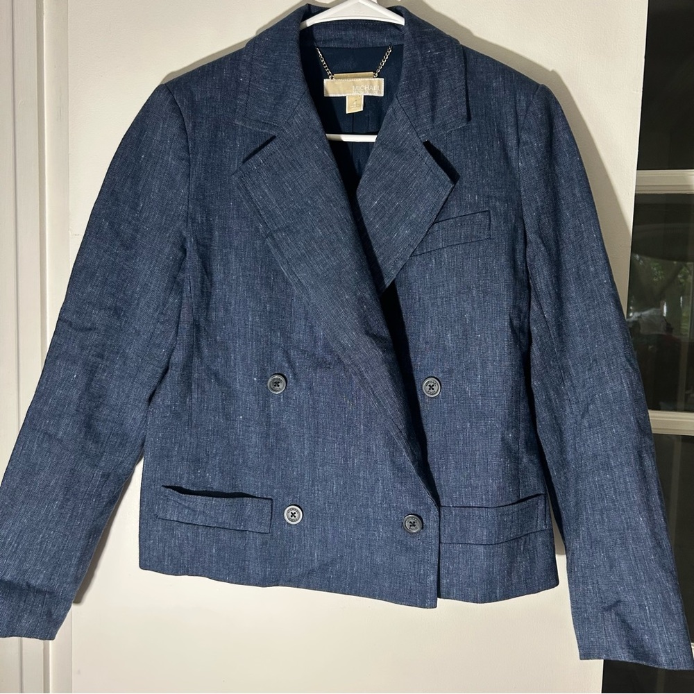 Michael Kors Blue Double-Breasted Blazer - Picture 1 of 7